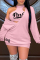 Purple Fashion Sexy Letter Print Basic O Neck Long Sleeve Two Pieces
