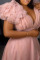 Pink Sexy Elegant Solid Patchwork V Neck Evening Dress Plus Size Dresses