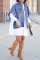 Blue cardigan asymmetrical Solid Patchwork The cowboy Pure Short Sleeve Denim jacket