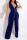 Colorful Blue Sexy Elegant Print Split Joint With Belt V Neck Straight Jumpsuits