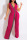 Rose Red Sexy Elegant Print Split Joint With Belt V Neck Straight Jumpsuits