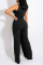 Rose Red Sexy Elegant Print Split Joint With Belt V Neck Straight Jumpsuits