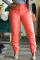 Orange Fashion Casual Solid Patchwork Fold Regular High Waist Trousers