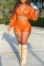 Orange Fashion Sexy Solid Split Joint Turndown Collar Long Sleeve Two Pieces