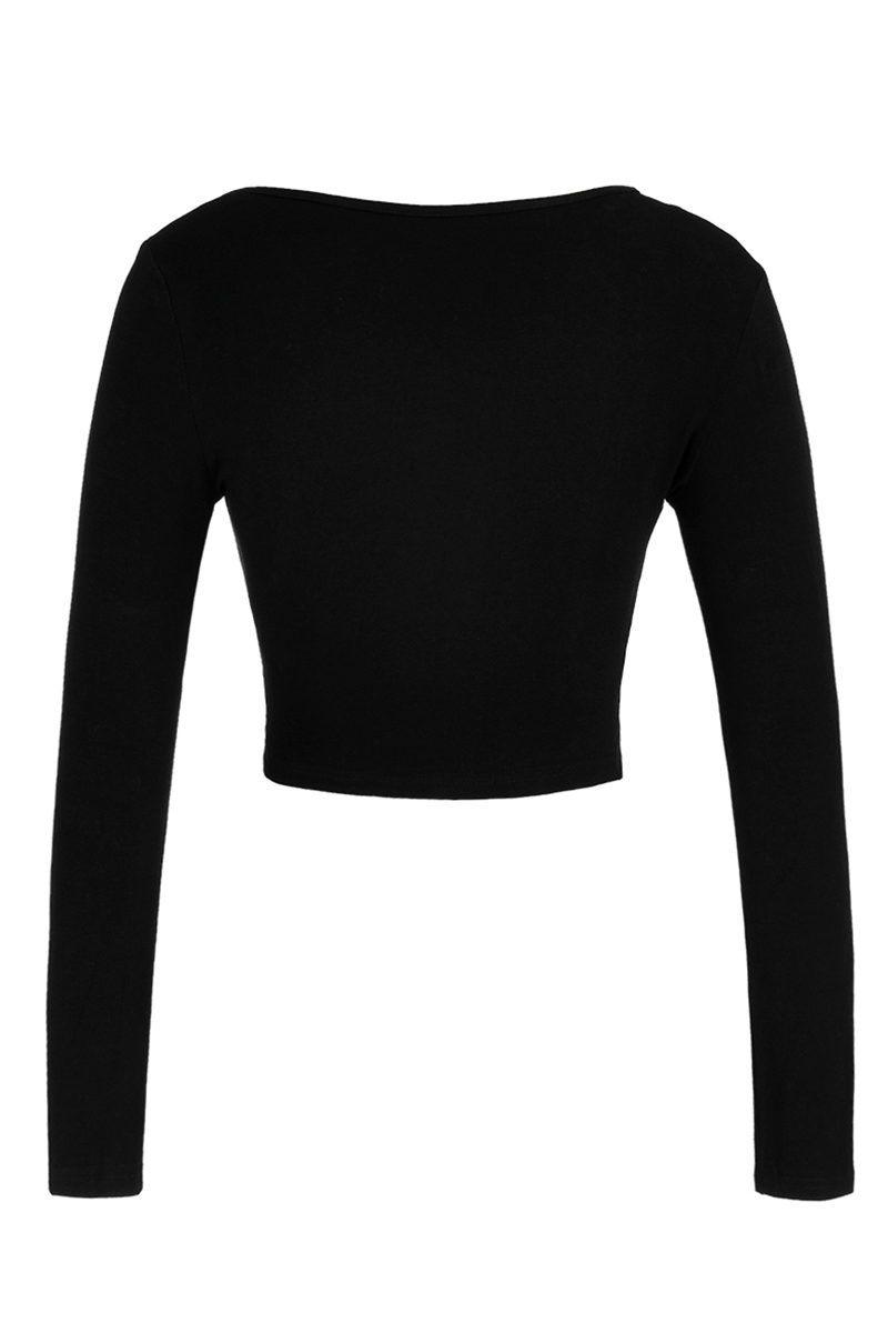 Wholesale Black Sexy Casual Solid Hollowed Out Oblique Collar Tops ...