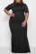 Black Casual Solid Split Joint Fold Half A Turtleneck Plus Size Two Pieces