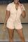 Cream White Casual Solid Split Joint With Belt Zipper Collar Straight Jumpsuits