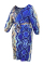 Blue Sexy Print With Belt V Neck Straight Plus Size Dresses