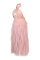 Pink Sexy Plus Size Patchwork See-through Backless Halter Long Dress