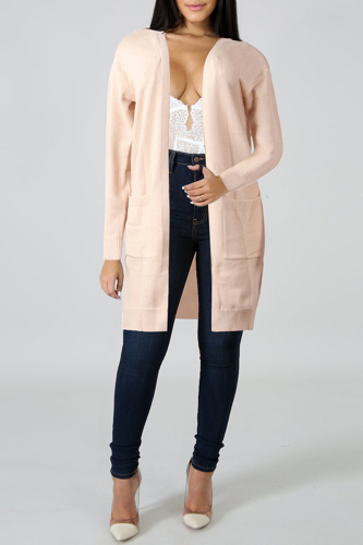 Apricot Fashion Casual Solid Cardigan Outerwear