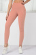 Orange Pink Casual Sportswear Solid Basic Skinny High Waist Trousers