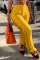 Yellow Casual Street Solid Tassel Patchwork Straight Straight Patchwork Bottoms