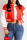 Red Casual Print Patchwork Zipper Outerwear