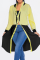 Yellow Casual Solid Patchwork Cardigan Collar Tops