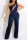 Blue Casual Solid Patchwork Zipper Oblique Collar Straight Jumpsuits
