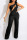 Black Casual Solid Patchwork Zipper Oblique Collar Straight Jumpsuits