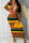 Khaki Casual Striped Print Split Joint Zipper Collar One Step Skirt Dresses