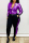 Purple Fashion Casual Patchwork Sequins Zipper Collar Long Sleeve Two Pieces
