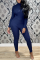 Blue Sexy Solid Split Joint Half A Turtleneck Skinny Jumpsuits