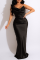 Black Sexy Solid Chains Backless Spaghetti Strap Trumpet Mermaid Dresses