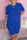 Blue Fashion Casual Solid Basic O Neck Short Sleeve Two Pieces