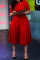 Red Fashion High Waist Short Sleeve Dress