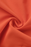 Orange Sexy Casual Solid Backless Spaghetti Strap Sleeveless Dress