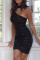 Black Fashion Sexy Hollowed Out Backless Halter Sleeveless Dress