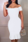 White Sexy Solid Flounce Off the Shoulder Trumpet Mermaid Dresses