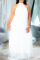 White Elegant Solid Patchwork Fold Halter A Line Plus Size Dresses