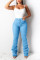 Camouflage Denim Button Fly Sleeveless Mid Draped Zippered Straight Pants