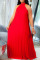 Red Elegant Solid Split Joint Fold Halter A Line Plus Size Dresses