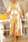 Yellow Casual Elegant Patchwork Patchwork Buckle Turndown Collar Shirt Dress Plus Size Dresses