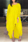 Yellow Fashion Casual Solid Asymmetrical O Neck Long Sleeve Dresses