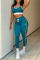 Blue Sexy Sportswear Letter Print Vests Pants U Neck Sleeveless Two Pieces