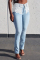 Medium Blue Fashion Casual Patchwork Basic High Waist Skinny Denim Jeans