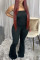 Black Sexy Casual Solid Backless Strapless Sleeveless Regular Jumpsuits