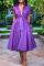 Purple Casual Solid Split Joint Buttons Turndown Collar Shirt Dress Dresses