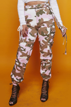 Pink Zipper Fly Button Fly Mid Metal Zippered pencil Pants Pants