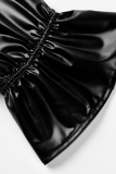 Black Fashion Casual Solid Bandage Patchwork O Neck Plus Size Dresses