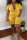 Yellow Casual Solid Ripped Patchwork Buckle Turndown Collar Regular Jumpsuits