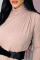 Pink Casual Solid Split Joint Fold Asymmetrical Turtleneck Irregular Dress Dresses