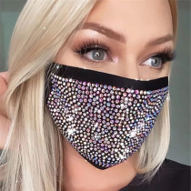 Black Silver Fashion Casual Patchwork Hot Drill Mask