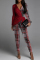Multicolor Fashion Casual Patchwork Sequins V Neck Long Sleeve Two Pieces