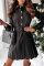 Black Fashion Casual Solid Basic Turndown Collar Long Sleeve Dresses