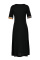 Black Fashion Casual Print Split Joint O Neck Short Sleeve Dress
