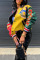 Multi-color Casual Street Print Split Joint Buckle Outerwear