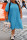 Light Blue Fashion Casual Plus Size Solid Frenulum Oblique Collar Short Sleeve Dress