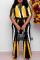 Yellow Casual Print Split Joint O Neck Plus Size Two Pieces