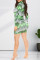 Green Fashion Sexy Print Basic Turtleneck Long Sleeve Dresses